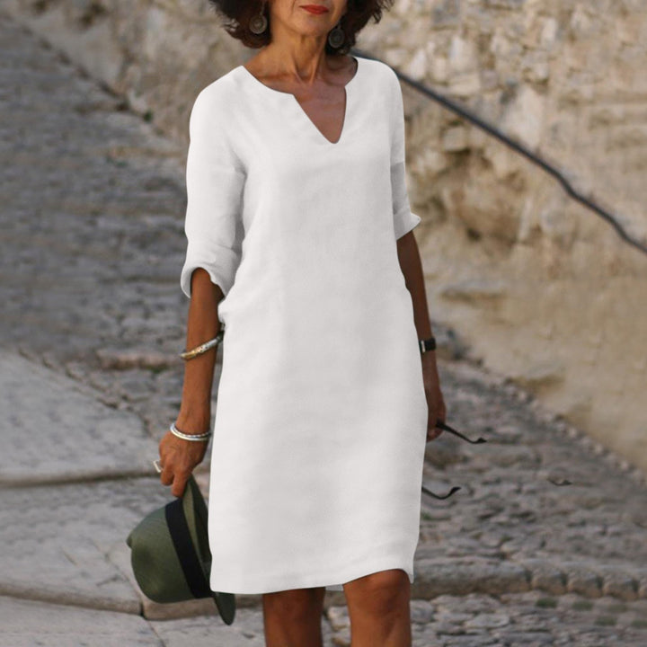 Silvia - Timeless belly-covering dress with V-neck