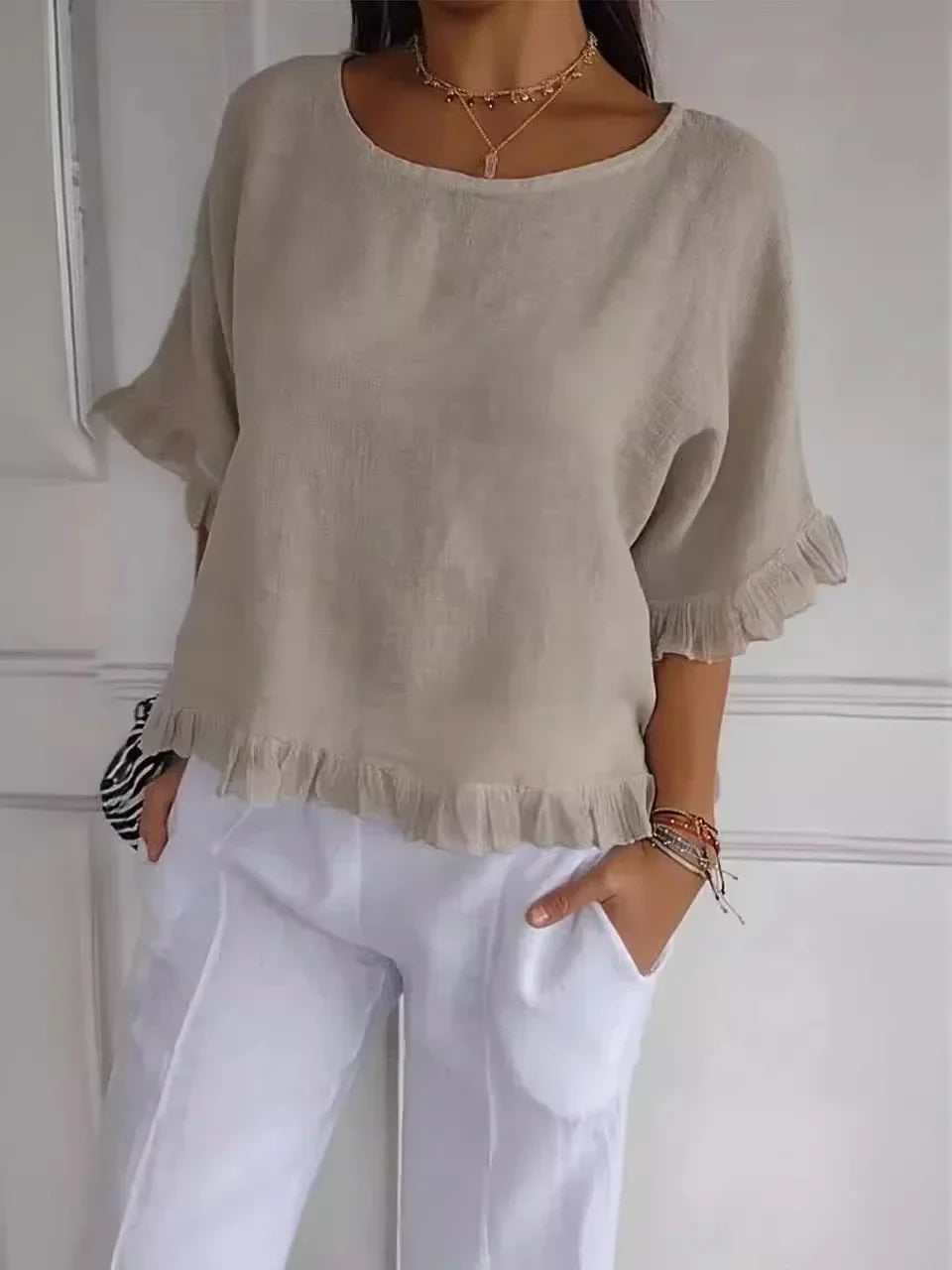 Olivia - Cotton and Linen Blouse